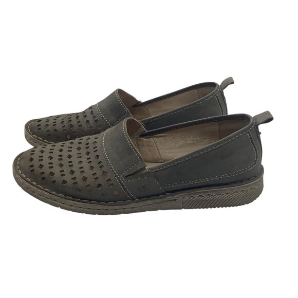Josef Seibel Gray Perforated Leather Slip-On Shoes Womens Size 37 Comfortable - Picture 5 of 8